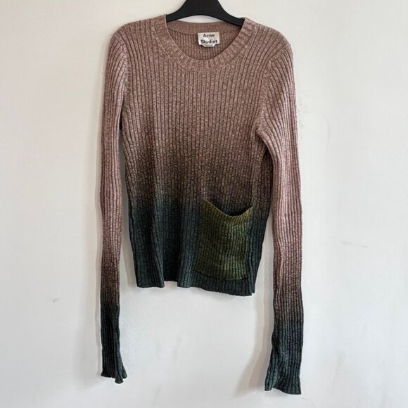Acne Studios Rasha Mouline Space Dye Sweater Pink Green Size M - Picture 3 of 6